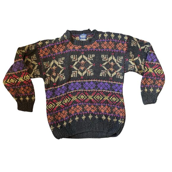 Vintage Woolrich Aztec Geometric Heavy Knit Ramie Cotton XL Sweater VTG